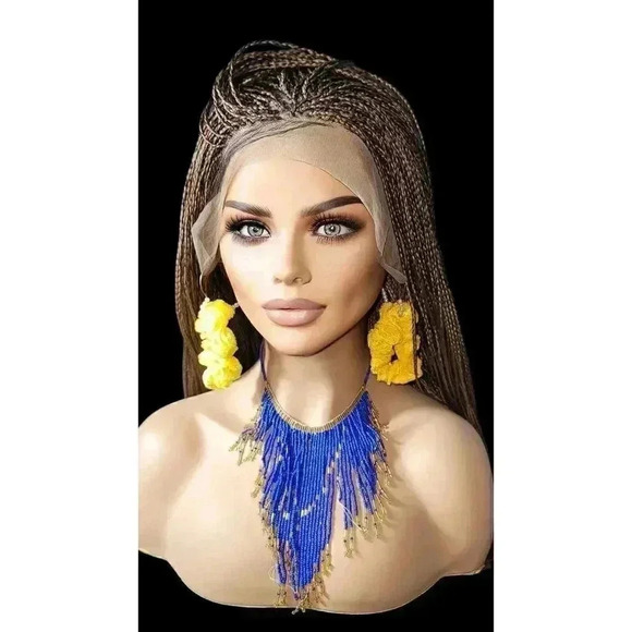 Premium Hand-Braided Wig Full Lace Wig Color #30 micro million braids - Picture 3 of 15